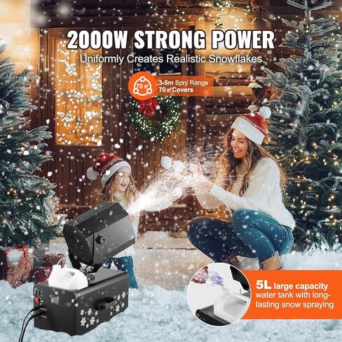 HappyBuy Snow Machine ، High Force 70 ㎡ تغطية واسعة 2000 واط ، 2 عن بعد تحكم ، رأس 90 درجة مئوية ، آلة رغوة نفاثة ، آلة رش الثلج ، لحفلات عيد الميلاد تأثير مرحلة الزفاف in Saudi Arabia