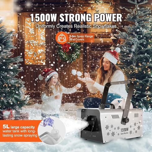HappyBuy Snow Machine ، آلة صانع الثلوج 1500W مع 2 أجهزة التحكم عن بعد و 5 لتر خزان مياه كبير السعة ، تأثير الثلج على مرحلة الثلج عالية الإخراج لعيد الميلاد ، عيد الهالوين ، حفل زفاف ، دي جي حفلات دي جي in Saudi Arabia
