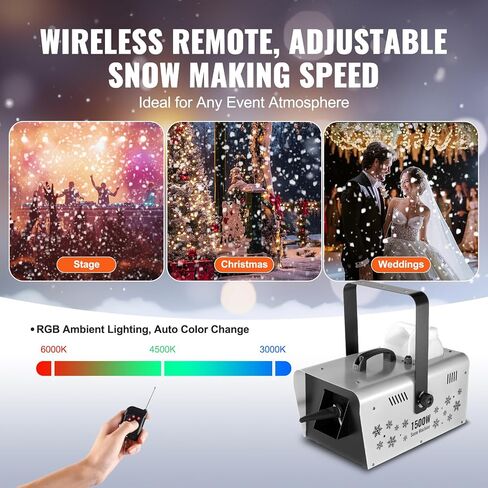 HappyBuy Snow Machine ، آلة صانع الثلوج 1500W مع 2 أجهزة التحكم عن بعد و 5 لتر خزان مياه كبير السعة ، تأثير الثلج على مرحلة الثلج عالية الإخراج لعيد الميلاد ، عيد الهالوين ، حفل زفاف ، دي جي حفلات دي جي in Saudi Arabia