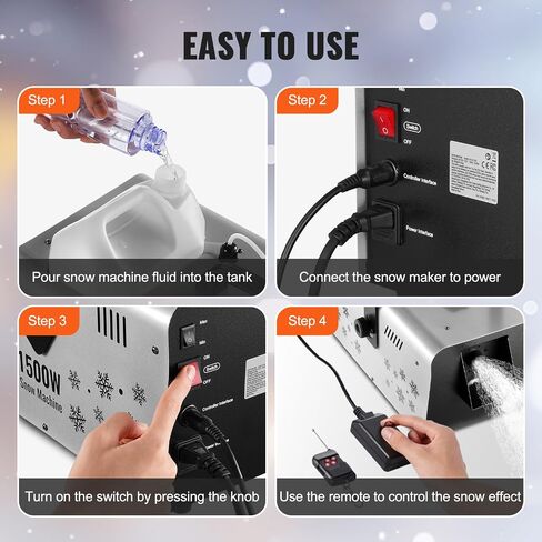 HappyBuy Snow Machine ، آلة صانع الثلوج 1500W مع 2 أجهزة التحكم عن بعد و 5 لتر خزان مياه كبير السعة ، تأثير الثلج على مرحلة الثلج عالية الإخراج لعيد الميلاد ، عيد الهالوين ، حفل زفاف ، دي جي حفلات دي جي in Saudi Arabia