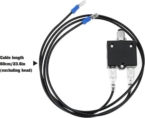 Emagtech 1pc الضغط الزر قاطع دائرة الحمل الزائد الحالي مع سلك 32V 18AWG للأجهزة الكهربائية المولدات الصغيرة ضواغط الهواء 60 سم (3 أ) in Saudi Arabia