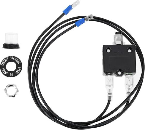 Emagtech 1pc الضغط الزر قاطع دائرة الحمل الزائد الحالي مع سلك 32V 18AWG للأجهزة الكهربائية المولدات الصغيرة ضواغط الهواء 60 سم (3 أ) in Saudi Arabia