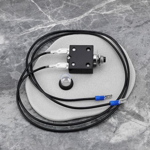 Emagtech 1pc الضغط الزر قاطع دائرة الحمل الزائد الحالي مع سلك 32V 18AWG للأجهزة الكهربائية المولدات الصغيرة ضواغط الهواء 60 سم (3 أ) in Saudi Arabia