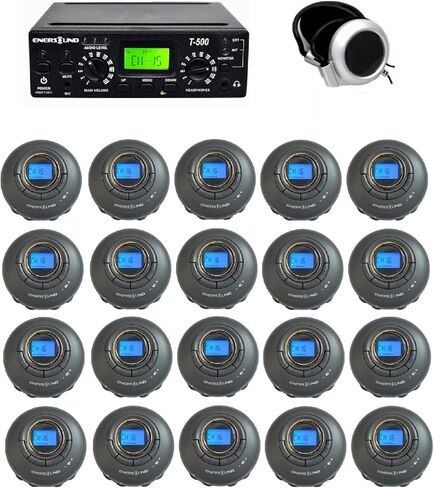 Enersound 4-Person Assistive Listening System - US-Based 3-Year Warranty and Phone Support - Includes ADA Plaque - Ideal for Church Schools Theaters Venues (For 4 People) in Kuwait
