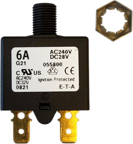 E-T-A Circuit Protection and Control 1658-G21-01-P10-6A , Circuit Breaker, Therm, Push, Cur-Rtg 6A, Flange, 1 Pole, Vol-Rtg 240/28VAC/VDC in Saudi Arabia