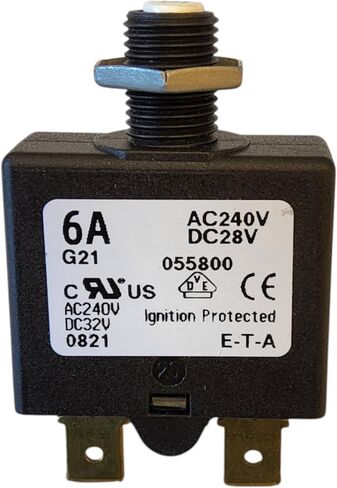 E-T-A Circuit Protection and Control 1658-G21-01-P10-6A , Circuit Breaker, Therm, Push, Cur-Rtg 6A, Flange, 1 Pole, Vol-Rtg 240/28VAC/VDC in Saudi Arabia