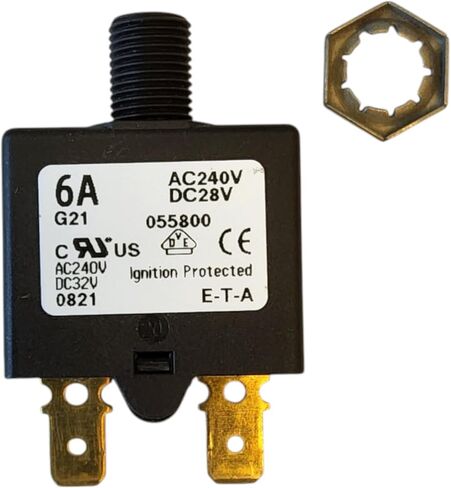 E-T-A Circuit Protection and Control 1658-G21-01-P10-6A , Circuit Breaker, Therm, Push, Cur-Rtg 6A, Flange, 1 Pole, Vol-Rtg 240/28VAC/VDC in Saudi Arabia