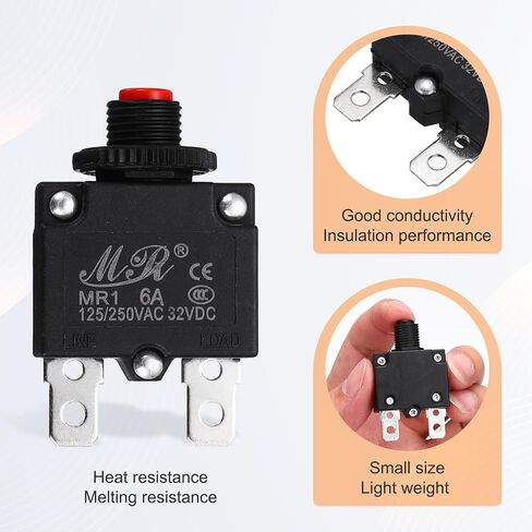 Meccanixity 3 PCS 3AMP قاطع الدائرة الحرارية ، 125/250V AC 32V DC زر الضغط اليدوي تبديل حمولة الحمل الزائد ، الأحمر in Kuwait
