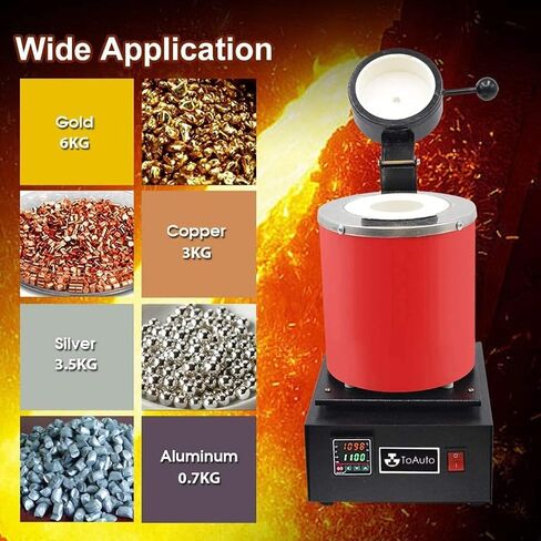 Gold Melting Furnace, 3 KG Electric Digital Smelting Furnace 1800W Smelter Kiln Kit Casting Refining Jewelry Precious Metals Gold Silver Copper Aluminum(WithNetwork) in Saudi Arabia