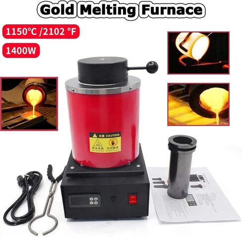 Metal Melting Furnace Small Gold Melting Furnaces Jewelry Casting Equipment Jewelry Tools 1400W with Graphite Molds Pliers(1kg) in Saudi Arabia