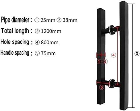 Hightlylesets Highted Duty Dutible Stains Square Tube Push -Push Door Condract/Glass Door Handle/Barn Door Pown ، أسود/فضي - 6 أحجام (اللون: أسود ، الحجم: 1200 in Kuwait