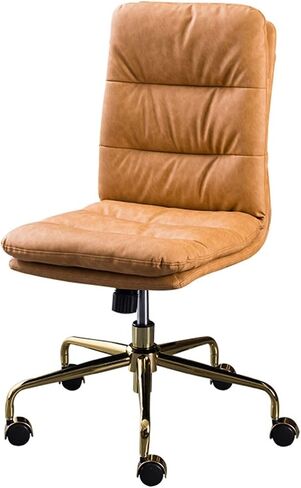 Office Chair Pc Desk Chair Without Armrests, Adjustable Swivel Desk Chair Leather Hose Swivel Office Chair with Metal Base Home Office Desk Chairs(G) in Saudi Arabia
