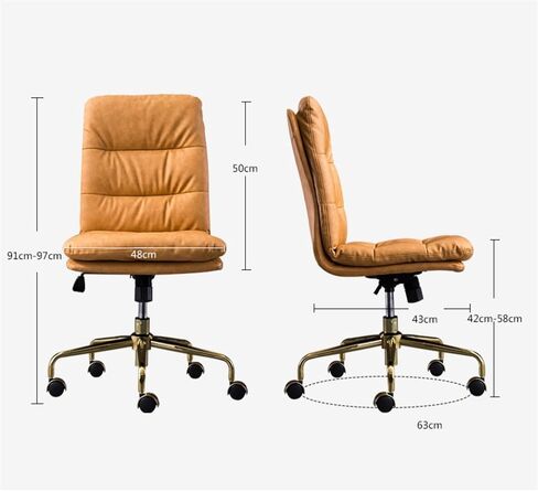 Office Chair Pc Desk Chair Without Armrests, Adjustable Swivel Desk Chair Leather Hose Swivel Office Chair with Metal Base Home Office Desk Chairs(G) in Saudi Arabia