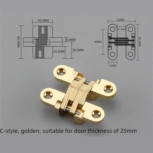 Adjustable Hinges Door Closing Hinges 1 Pieces Hidden Concealed Cross Door Hinge Bearing Wooden Box Folding Window Furniture Supported Loop(Gold,Large) in Kuwait