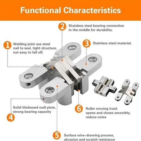 Adjustable Hinges Door Closing Hinges 1 Pieces Hidden Concealed Cross Door Hinge Bearing Wooden Box Folding Window Furniture Supported Loop(Gold,Large) in Kuwait