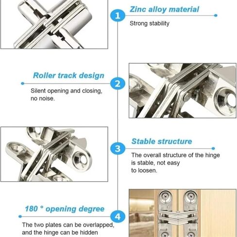 Adjustable Hinges Door Closing Hinges 1 Pieces Hidden Concealed Cross Door Hinge Bearing Wooden Box Folding Window Furniture Supported Loop(Gold,Large) in Kuwait