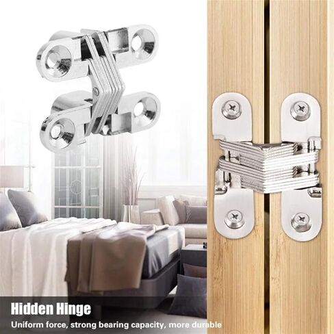 Adjustable Hinges Door Closing Hinges 1 Pieces Hidden Concealed Cross Door Hinge Bearing Wooden Box Folding Window Furniture Supported Loop(Gold,Large) in Kuwait