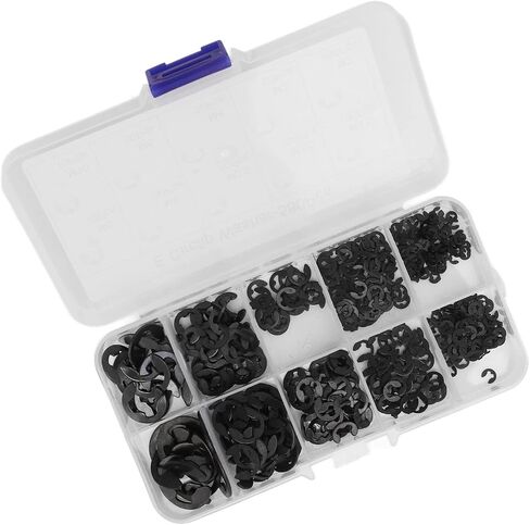 580pcs e circlip gasher set e circlip gasher ، e ype asher with storage box full full full firm firming e type retaring retaring (Black) in Saudi Arabia