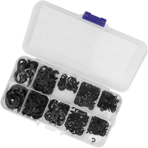 580pcs e circlip gasher set e circlip gasher ، e ype asher with storage box full full full firm firming e type retaring retaring (Black) in Saudi Arabia