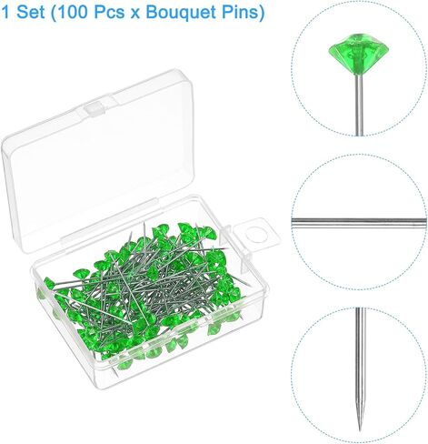 uxcell 100pcs دبابيس باقة ، دبابيس زهرة 2 بوصة دبابيس زهرة مستقيمة لباقة الزفاف خياطة زخرفة DIY ، الأحمر ، الأحمر in Saudi Arabia