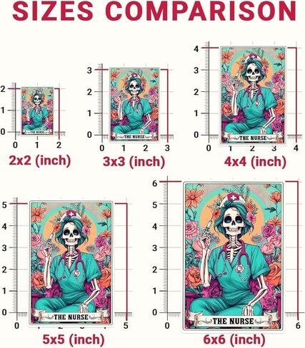 (3PCs) The Nurse Tarot Vinyl Sticker, The Nurse Tarot Card Holographic Stickers, Nurse Skeleton Hologrpahic Vinyl Stickers, Fun Nurse Decal- Stickers for Laptop Water Bottle Phone Car Helmet 3" in Saudi Arabia