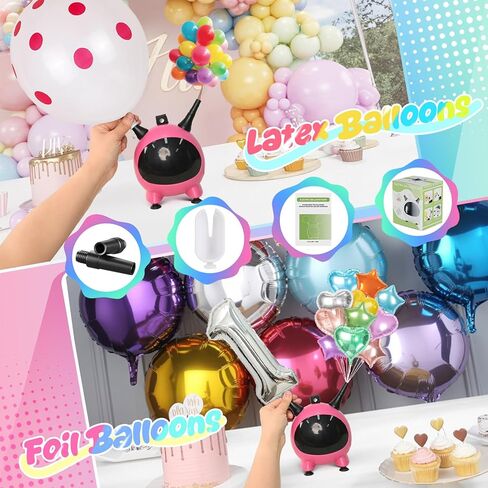 Electric Balloon Pump, Small Balloons Inflator Air Pump Dual Nozzle, 110V 600W Portable Balloon Blower Machine Party Supplies for Foil Latex Birthdays Balloons Arch Garland Decorations in Kuwait
