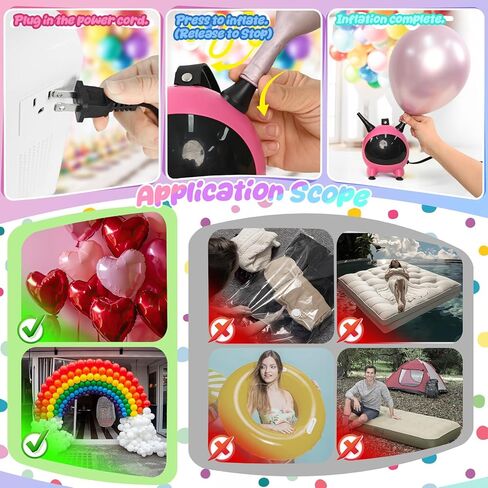 Electric Balloon Pump, Small Balloons Inflator Air Pump Dual Nozzle, 110V 600W Portable Balloon Blower Machine Party Supplies for Foil Latex Birthdays Balloons Arch Garland Decorations in Kuwait