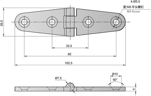 SK2-8071X Stainless Steel 316 Subway Door Butt Hinges Machinery Hinges 1Pcs in Kuwait