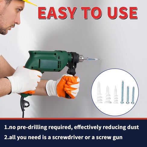 320Pcs Self Drilling Drywall Anchors and Screws Kit, 3 Sizes Nylon Wall Anchors for Hollow Walls, No Pre-Drilling Required, Holds Up to 75lbs (160 Anchors + 160 Screws) in Kuwait