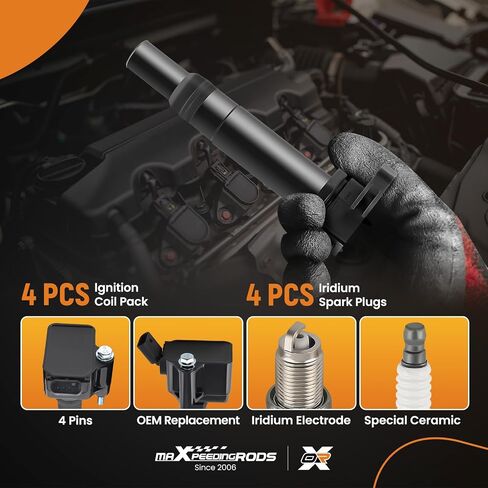 maXpeedingrods UF669 Ignition Coil Pack and Iridium Spark Plugs Fit for Buick Encore, for Chevrolet Cruze Sonic Trax Volt 1.4L L4 2011-2019, Ignition Coil Kit Replaces UF-669 25195107 25198623 in Saudi Arabia