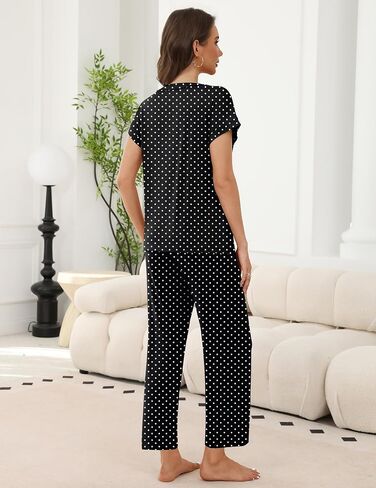Ekouaer 2 Pack Pajamas for Women Short Sleeve V Neck Pj 2 Piece Lounge Sets S-XXL in Saudi Arabia