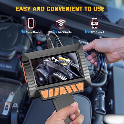 Endoscope Camera with Light, 1920P HD Industrial Borescope with 8 LED Lights, 16.4ft Semi-Rigid Cable Snake Camera, 4.3" Screen, IP67 Waterproof Endoscope for Automotive，Sewer Inspection ，32GB Card in Kuwait