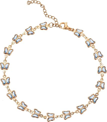 Gold Ankle Bracelets for Women 14K Gold Plated Crystal Oval Round Butterfly Charm Chain Anklets for Women Waterproof in Kuwait