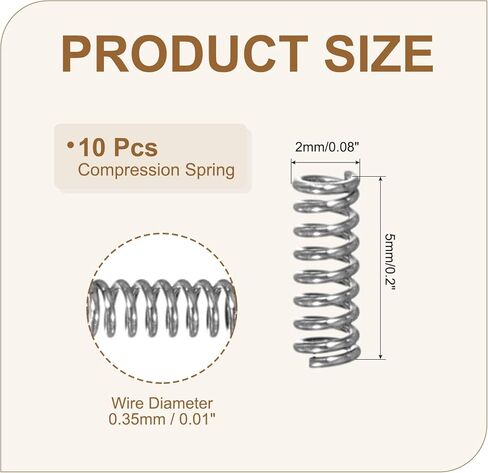 meccanixity ضغط صغير ربيع 10 مم OD 0.7 مم قطر سلك 20 مم طول حرة 304 امتداد الفولاذ المقاوم للصدأ ربيع لمشاريع المنزل لمشاريع DIY (نغمة الفضة ، حزمة 10) in Kuwait