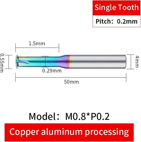 1T Single Tooth Tungsten Steel Machining Center Aluminum with Colorful Coating Thread Milling Cutter 1Pcs(1T-M16xP2.0-ZK03S) in Saudi Arabia