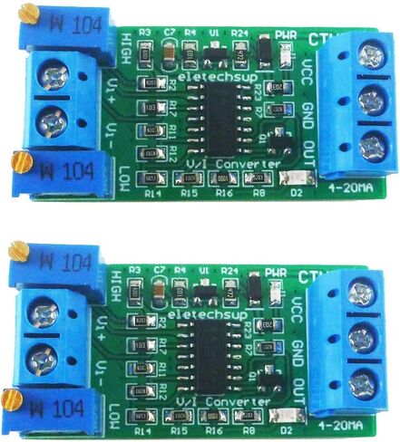 0-5V 10V 24V إلى 4-20MA النطاق الجهد القابل للتعديل إلى وحدة محول V/I الحالية المرسل (2pcs 0-10V) in Kuwait