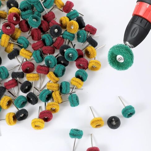 200 pcs عجلات التلميع الكاشطة 1 بوصة مجموعة التلميع مجموعة لإكسسوارات دوارة أدوات التلميع المعدنية للتلميع المعدني ، تنظيف الصدأ ، إزالة الطلاء ، عمل التفاصيل الدقيقة ، مع 1/8 "(3 مم) شانك in Kuwait