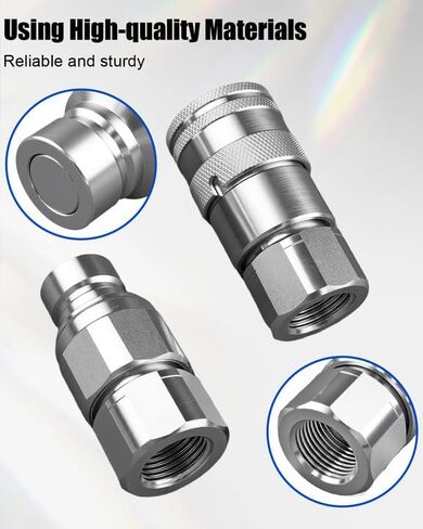 1/2 "Connect Quick Connect Connoved 5/8" JIC Thread ، ISO 16028 مجموعة توصيلات مناسبة لبوبكات 463 553 753 763 2001 أو أقدم الحالة 410 420 430 435 New Holland LS140 LS150 LS160 GHL 4635 W/GUST CAPS in Saudi Arabia