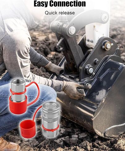 1/2 "Connect Quick Connect Connoved 5/8" JIC Thread ، ISO 16028 مجموعة توصيلات مناسبة لبوبكات 463 553 753 763 2001 أو أقدم الحالة 410 420 430 435 New Holland LS140 LS150 LS160 GHL 4635 W/GUST CAPS in Saudi Arabia