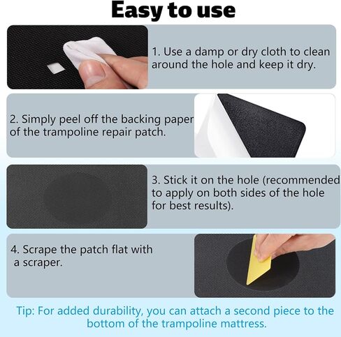 6pcs Self Adhesive Trampoline Patch Repair Kit with Scraper, 3 Shape Trampoline Accessories for Repairing Tears or Holes in Mats in Saudi Arabia