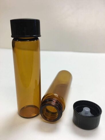 144 PCS, 17mm X 60mm [2 Dram, 8ml] Amber Glass Vials with Plastic Cone Liner Cap in Saudi Arabia