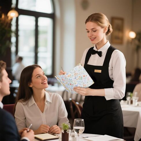 Server Books for Waitress, Cute Server Book with Zipper Pocket, PU Leather Waitress Book Serving Books with Pen Holder Fits Servers Aprons in Saudi Arabia