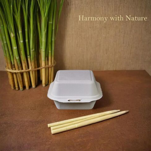 Greensoil 9x6 Compostable Clamshell Take Out Containers - 2-Compartment 100 Pack, Heavy Duty Microwavable Salad Container for Lunch, Biodegradable, BPI Certified for Food Trucks, Families, Schools in Saudi Arabia
