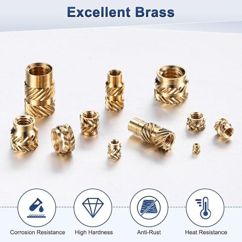 25-Pack Threaded Inserts - M6 x 9mm L x 9mm OD Brass Heat Set Insert Nuts, for 3D Printing Components/Plastic Parts/Miniature Electronics Female Metric Knurled Nuts in Saudi Arabia