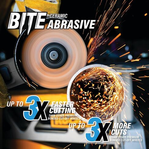 Spyder 4.5" Ceramic Abrasive Cut Off Wheels (10 Pack), 7/8" Arbor Type 1 Disk for Angle Grinders, 0.045" Thickness, Fast and Straight Cutting on Mild and Stainless Steel, Cast Iron and More (21105-10) in Saudi Arabia