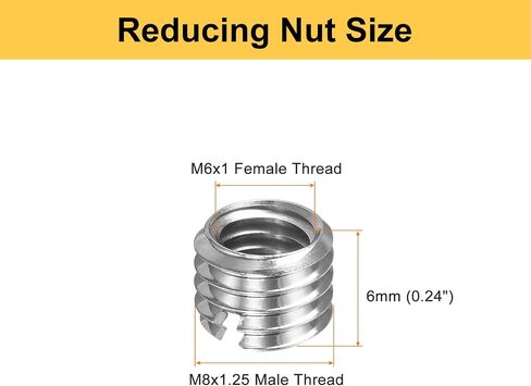 Harfington 10pcs إصلاح الخيط إدراج M9 x 1 ذكر إلى M6 x 1 خيط أنثى 8 ملم طويل الفولاذ المقاوم للصدأ تقليل الأكمام النقر على الأكمام ذاتية التوبة المخفضة السحابات الصناعية in Saudi Arabia