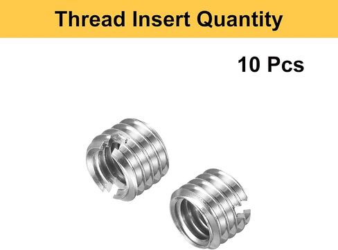 Harfington 10pcs إصلاح الخيط إدراج M9 x 1 ذكر إلى M6 x 1 خيط أنثى 8 ملم طويل الفولاذ المقاوم للصدأ تقليل الأكمام النقر على الأكمام ذاتية التوبة المخفضة السحابات الصناعية in Saudi Arabia