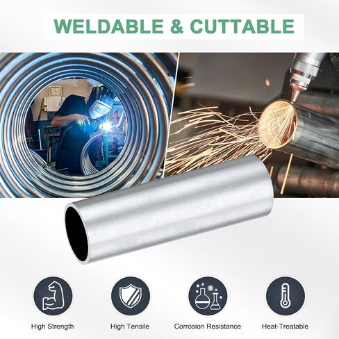 2-Pack 100mm 6063 Aluminum Round Tube, 32mm ID 35mm OD Seamless Aluminum Tubing for Construction/Machining/DIY Crafting, Metal Straight Pipe [1.26"x1.38"x4"] in Saudi Arabia