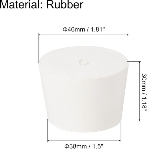 uxcell 2Pcs Solid Rubber Stoppers, White 9# Tapered Lab Plugs Lab Seal Tube Stopper Plug for Industry and Laboratories, 46x38x30mm in Saudi Arabia