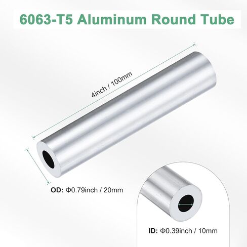 2-Pack 100mm 6063 Aluminum Round Tube, 32mm ID 35mm OD Seamless Aluminum Tubing for Construction/Machining/DIY Crafting, Metal Straight Pipe [1.26"x1.38"x4"] in Saudi Arabia